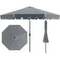 thumbnail image 1 of Costway 10 FT Patio Umbrella with Crank Tilt Adjustment Ruffles Vented Top 8 Ribs Gray, 1 of 10