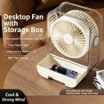 thumbnail image 3 of Desktop USB Rechargeable Circular Fan with 3 Blades, 5 Speed Settings, Built-in Battery and Compact Storage Box for Office and Home Use, 3 of 6