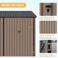 thumbnail image 3 of Ourlova Spacious 8x10 FT Metal Outdoor Storage Outdoor Storage Unit - Clear Window Solar Light Lockable Brown, 3 of 8