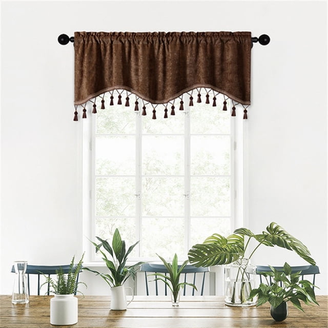 EGNMCR Room Decor, Home Decor, Wall Decor Elegant Fringed Window Curtains Patterned Rod Panels Stylish Short Drapes For Home Decor Curtains Curtains