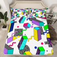 thumbnail image 2 of Erosebridal Colorful Geometric Bed Sheets Set King Size, Square Rectangle Bed Sheets King, Leopard Print Decor, 2 of 6