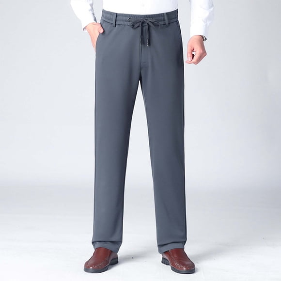 Mceream Men's Winter Fleece Lined Thermal Dress Pants Stretch Straight Leg Casual Business Work Suit Trousers with Pockets PantalóN Hombre Gray XXL