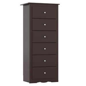 Gymax 6 Dresser Dresser Tall poitrine en bois de tiroirs avec guide de tiroir en métal