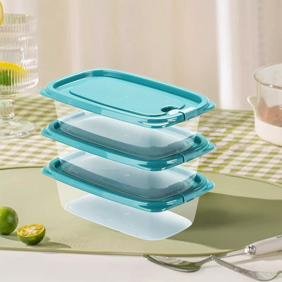 Ensemble de Contenants de Rangement pour Réfrigérateur / 3 Boîtes Alimentaires en Verre Transparent avec Couvercles Verrouillables en Silicone Étanches / Organisateur Empilable Gain de Place pour Restes, Collations, Sauces / 550 ml / 16,9 X 10,5 X 5,7 cm /