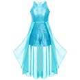 thumbnail image 3 of renvena Combinaison-Robe Maxi à Paillettes pour Filles, Robe en Mousseline Sans Manches pour Enfants, Concours, Mariage, Fête, Demoiselle d'Honneur, Bleu Pâle 12, 3 of 7