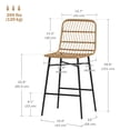 thumbnail image 3 of HOMCOM Rattan Counter Height Bar Stools Set of 2 Barstools with Back Brown, 3 of 10