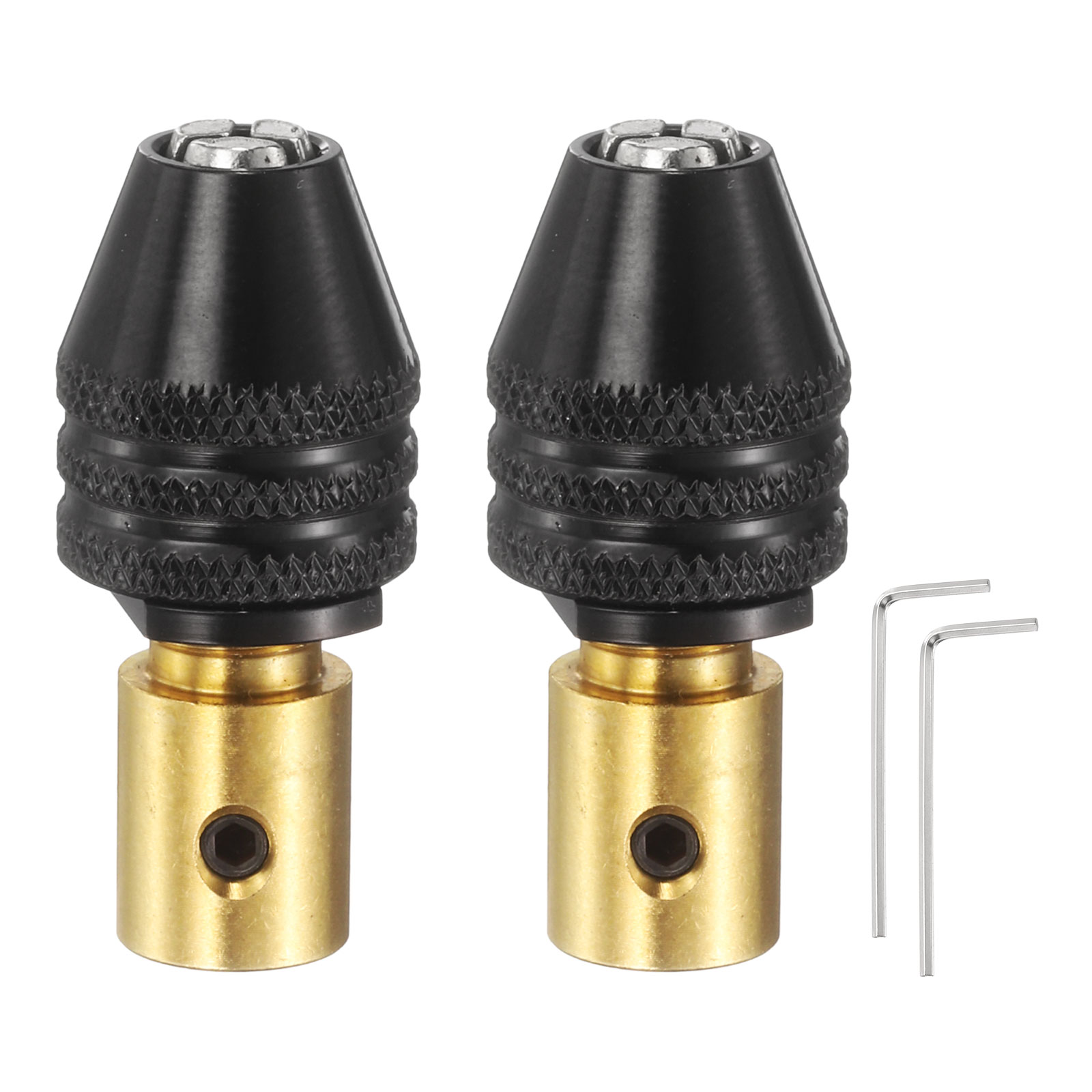 2pcs Keyless Drill Chuck 2.3mm Round Shank Chuck Conversion Adapter 0.012"-0.13" Quick Change for Round-Shank Cordless Screwdrivers Drills Power DIY, Black