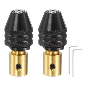 2pcs Keyless Drill Chuck 2.3mm Round Shank Chuck Conversion Adapter 0.012"-0.13" Quick Change for Round-Shank Cordless Screwdrivers Drills Power DIY, Black
