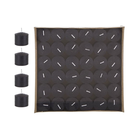 Mega Candles 72 pcs Unscented Black Votive Candle, Pressed Wax Candles 10 Hours 1.38 Inch x 1.5 Inch, Home Décor, Wedding Receptions, Baby Showers, Birthdays, Celebrations, Party Favors & More