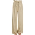thumbnail image 1 of CEHVOM Pantalon de Jambe Long en Lin de Coton Solide Décontracté pour Femmes, 1 of 8