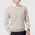 thumbnail image 2 of Xcmzpl Mens V Neck Dress Sweater Knit Long Sleeve Slim Fit Sweaters Fashion Pullover Sweater Basic Solid Fall Sweater Tops, 2 of 5
