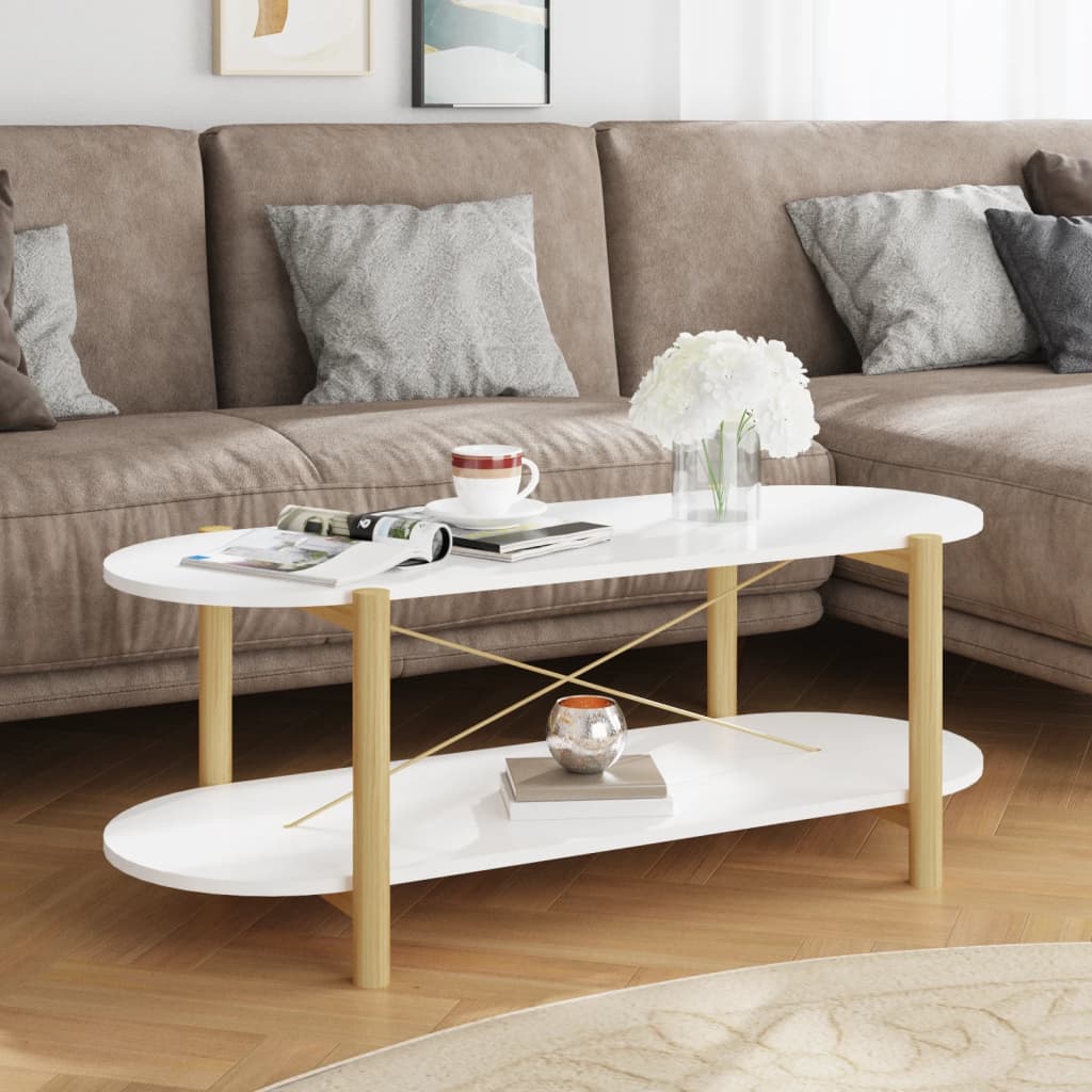 vidaXL Table Basse Blanche 110x48x40 cm Bois Manufacturé