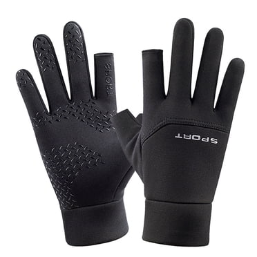 EARKITY Winter Cycling Gloves, Motorcycle Cycling Gloves, 2-Fingerless Fishing Hunting Sport Running Bike Gloves, Waterproof Anti-Slip Mountain Biking Gloves, Driving Golf Gloves for Men Women