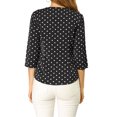 thumbnail image 3 of INSPIRE CHIC Blouse pour Femme Col en V Manches 3/4 Pois Imprimé Cœur Haut à Boutons devant Noir TP, 3 of 7