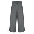 thumbnail image 4 of RKSTN Womens Pants Multiple Solid Color Cotton Linen Loose Casual Wide Leg Capris Loose Comfortable Pants, 4 of 5