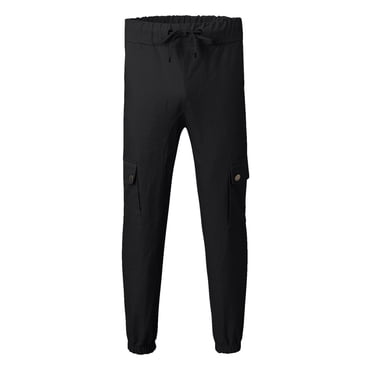 Ketyyh-chn99 Men's Cargo Pants Relaxed Fit Shorts Casual Multiple Pockets Outdoor Straight Type Fitness Pants Black,XL