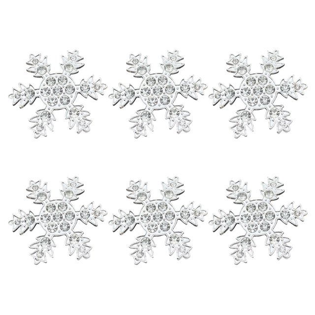 6pcs Silver Snowflake Design Napkin Rings Sparkling Napkin Buckles Metal Napkin Holders Christmas Dinning Table Setting Decoration for Christmas Party Table