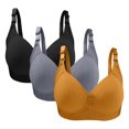 thumbnail image 1 of VEKDONE 3PC Woman's Large Size Solid Color Without Steel Ring Gathering Comfortable Bras Daily Bra Yellow 42/95, 1 of 3