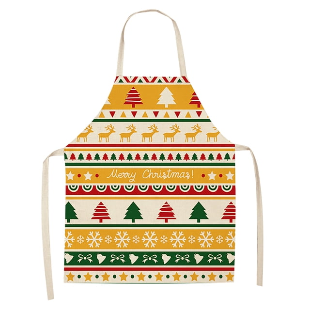 1Pc Parent Adult the Family Kitchen Christmas Print Linen Family Aprons
