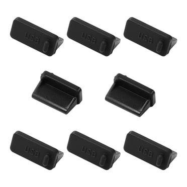 Unique Bargains Housse de Protection contre la Poussière en Caoutchouc USB 2.0 Type A pour Ordinateur Portable Noir 8 Pcs