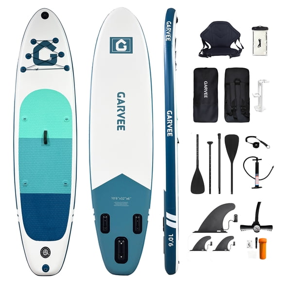 Planche à Pagaie Gonflable 10 Pieds6 Pouces x 33,6 Pouces - SUP Extra Grand pour le Yoga et la Pêche avec Siège de Kayak, Plateau Antidérapant et Capacité de 400 Lb (Bleu, Lot de 1)