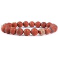thumbnail image 1 of Natural Matt Frosted Red Jasper Gemstone 8mm Round Beads Stretch Bracelet 7 Inch Unisex, 1 of 2
