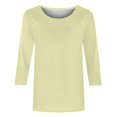 thumbnail image 3 of Birdeem T-Shirt Mode Femme Uni Mi-Longueur Manches 3/4 Blouse Col Rond Hauts Décontractés, 3 of 12