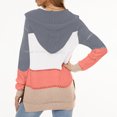 thumbnail image 4 of Cardigans d'Automne pour Femmes 2022 Mode à Rayures à Blocs de Couleur Cardigan Tricoté à Manches Longues Manteau Chandail à Capuche Orange P, 4 of 7