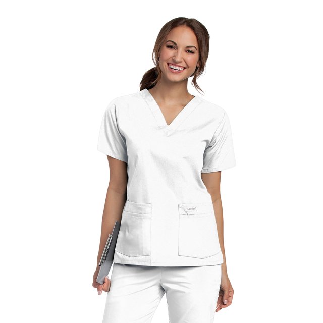 Landau Essentials Haut de Sarrau pour Femmes : 4 Poches, Coupe Classique Décontractée, Col en V Durable 8219