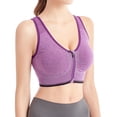 thumbnail image 2 of FYEGRE Sports Bras for Women Full Support Front Zip Closure Compression Bras Post Surgery Wireless Racerback Sport Brassiere Purple XXL, 2 of 4