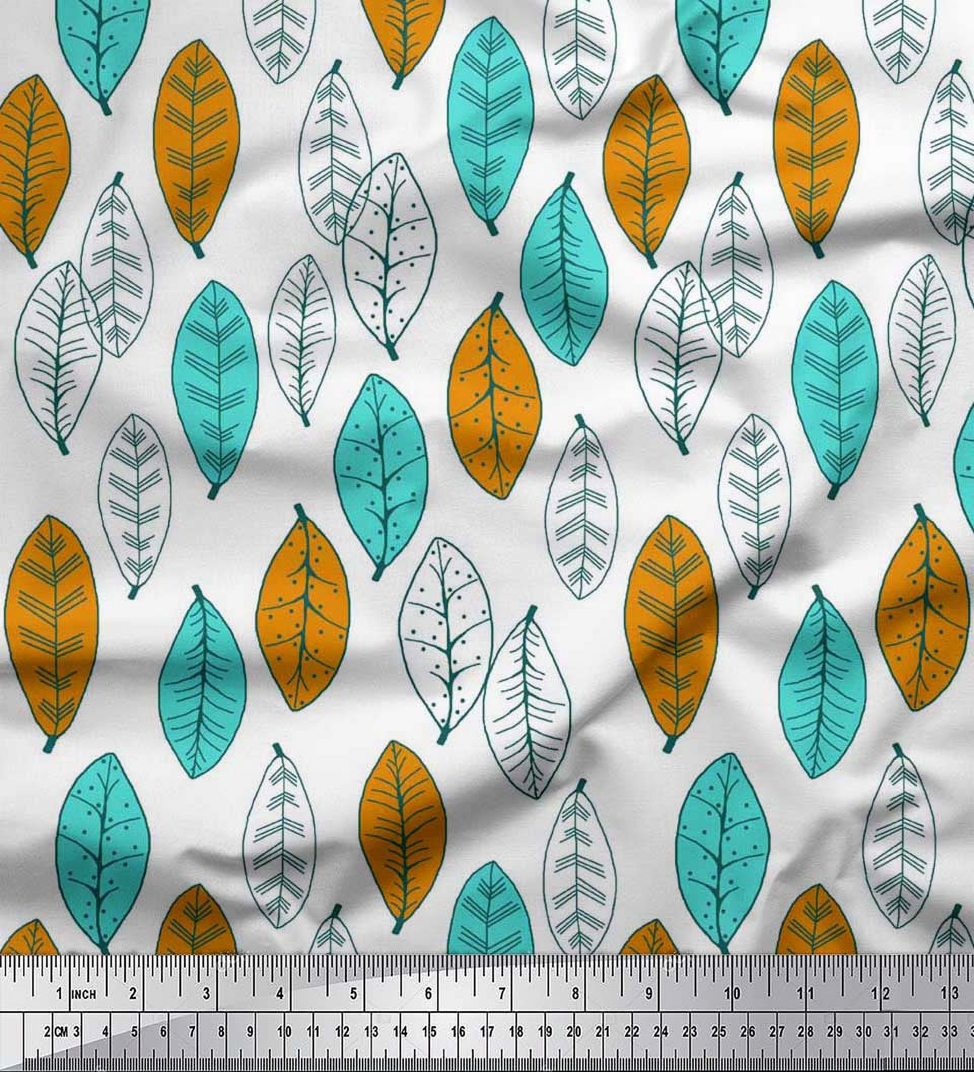 Soimoi Velvet Fabric Leaves Block Fabric Prints by Yard 58 Inch Wide