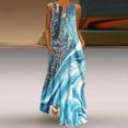 thumbnail image 2 of EQWLJWE Longue Robe pour Femmes Femmes Décontractée Ample Imprimée Robe Débardeur Plage Col en V avec Poche Robe d'Été Sans Manches Robes, 2 of 5