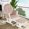 thumbnail image 3 of Gymax Glider and Ottoman Cushion Set Wood Baby Nursery Rocking Chair Pink, 3 of 10