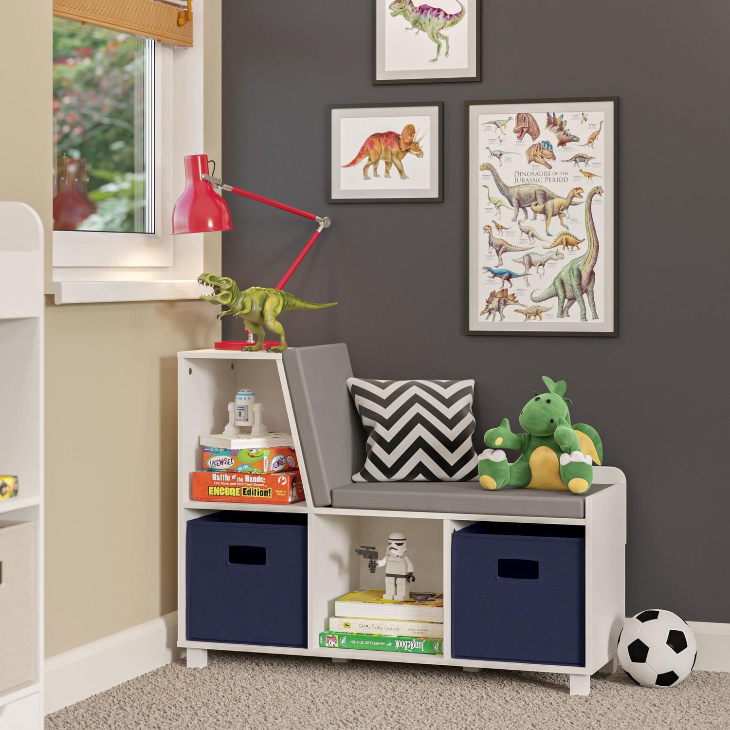 Collection Book Nook Maison RiverRidge® Banc de rangement blanc avec casiers pour enfant