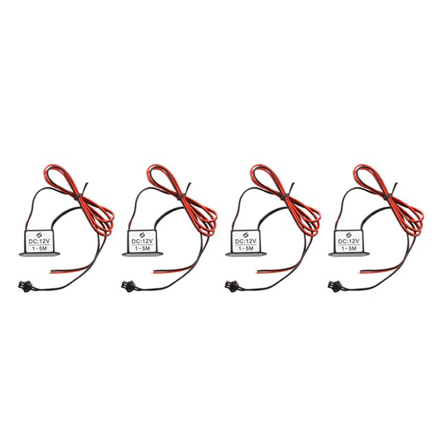4X Red-Black Cable DC 12V EL Wire Neon Glow Strip Light Driver Unit Inverter