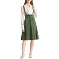 thumbnail image 1 of Unique Bargains Jupe Midi Plissée à Bretelles Rétro à Taille Élastique pour Femme Vert Armée G, 1 of 7