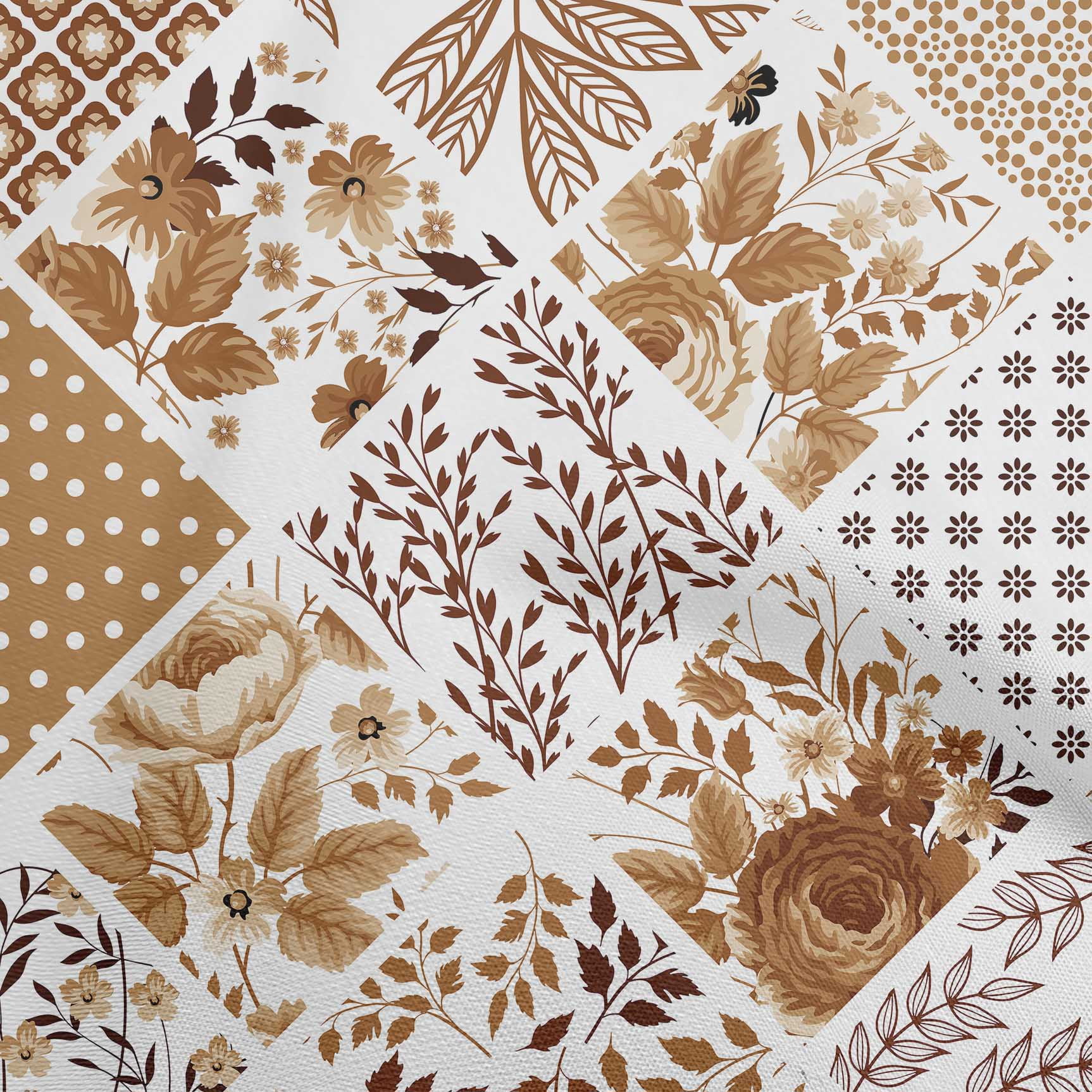oneOone Rayon Brown Fabric Florals Fabric For Sewing Printed Craft Fabric By The Yard 56 Inch Wide