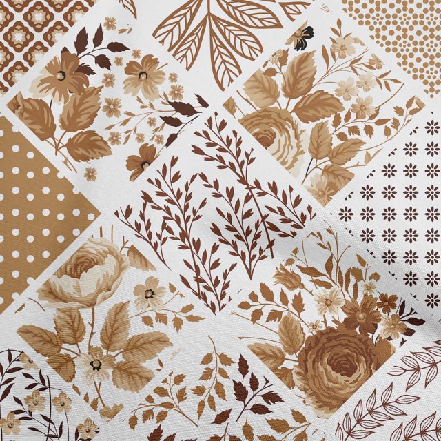oneOone Polyester Spandex Brown Fabric Florals Craft Projects Decor Fabric Printed By The Yard 56 Inch Wide