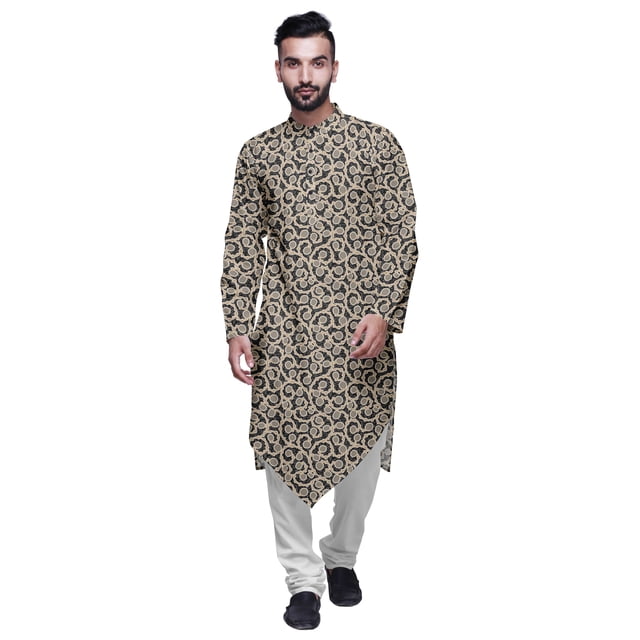 Atasi Cotton Flex Asymmetrical Long Sleeve Kurta For Men Printed Designer Kurta