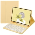 thumbnail image 1 of iPad Air 5th Generation Keyboard Case Cute Round Key iPad Air 4th Generation Color Keyboard Wireless Detachable BT Keyboard Cover with Pencil Holder for iPad Air 5 iPad Air 4 10.9 inch (Yellow), 1 of 7