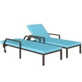 thumbnail image 1 of Outsunny Chaises Longues de Patio en Osier avec Roues - Ensemble de 2, Bleu, 1 of 10