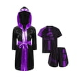 thumbnail image 1 of iiniim Kids Boys Boxing Uniform Long Satin Hooded Cloak Boxing Robe with Training Tarcksuit Set Purple 12, 1 of 5