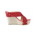 thumbnail image 3 of BLISSFUL STEP Women's Linen Platform Slide Wedge Open Toe Sandals, 3 of 7