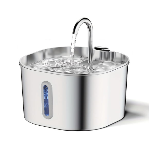 2.2L/74oz Stainless Steel Cat Water Fountain – Ultra Silent USB Pump with Filter, Automatic Pet Water Dispenser for Cats and Dogs, Indoor Metal Drinking Bowl