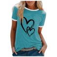 thumbnail image 2 of SMihono Hauts pour Femmes Été Décontracté Mode Féminine Décontracté Imprimé Col Rond Ample Manches Courtes T-shirt Pull Oversize T-shirt pour Femmes 2023, 2 of 4
