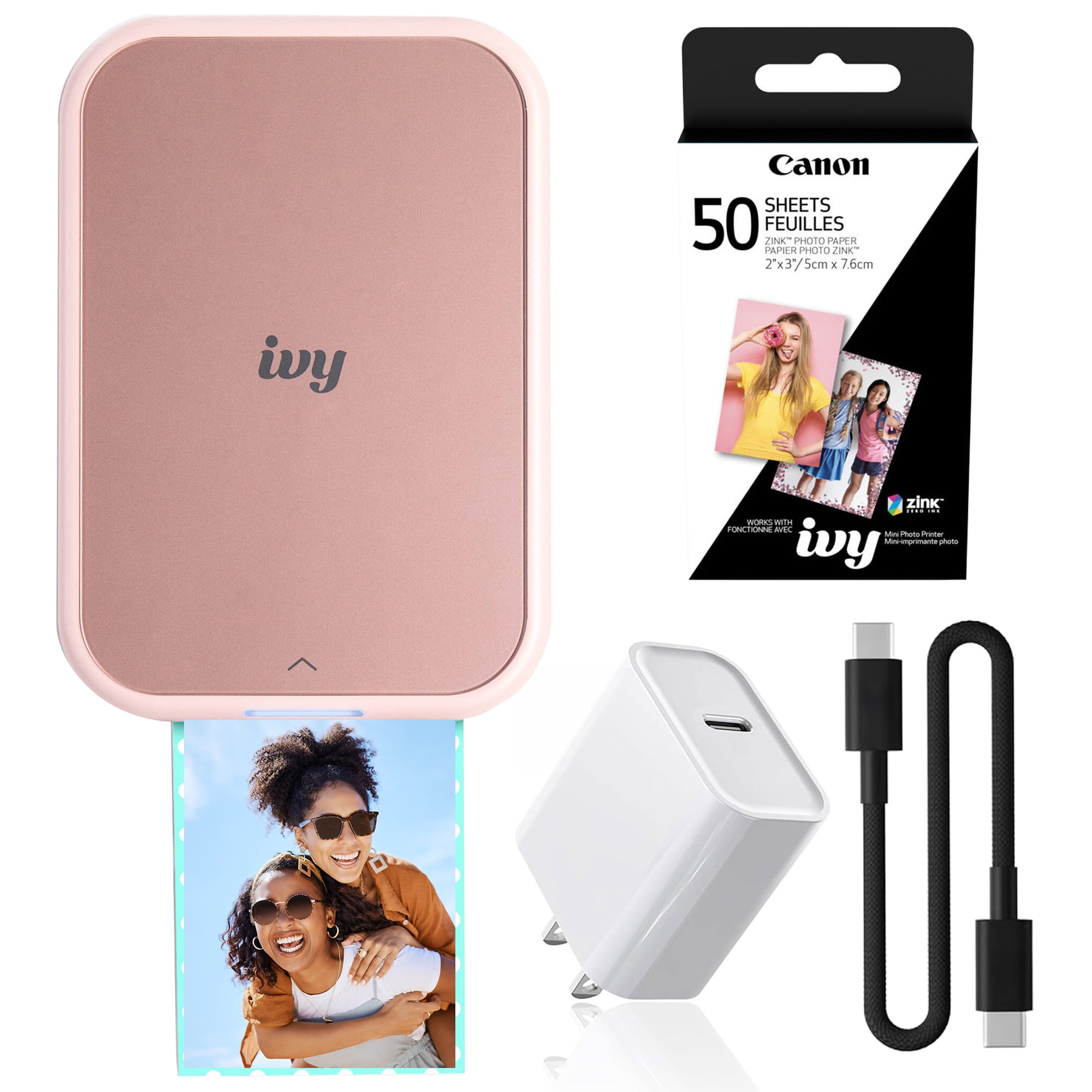 Canon IVY ミニフォトプリンター 本体 ZINKフォトペーパー付 Canon IVY 2 Mini Photo Printer Pink, Bluetooth Portable, ZINK