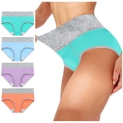 EGNMCR Women's Cotton Underwear, High Waist Breathable Briefs, Soft Underpants, Ladies Stretch Panties Women Color Patchwork Briefs Panties Underwear Knickers Bikini Underpants Women Underwear