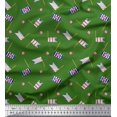 thumbnail image 1 of Soimoi Green Poly Georgette Fabric Anchor Hook & Small Country Flag Print Fabric by Yard 42 Inch Wide, 1 of 3
