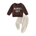 thumbnail image 1 of Honganda Toddler Boys 2Pcs Pants Sets Long Sleeve Letter Print Sweatshirt Tops and Drawstring Pants Sets, 1 of 9