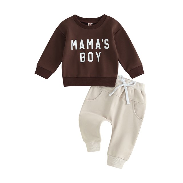 Honganda Toddler Boys 2Pcs Pants Sets Long Sleeve Letter Print Sweatshirt Tops and Drawstring Pants Sets